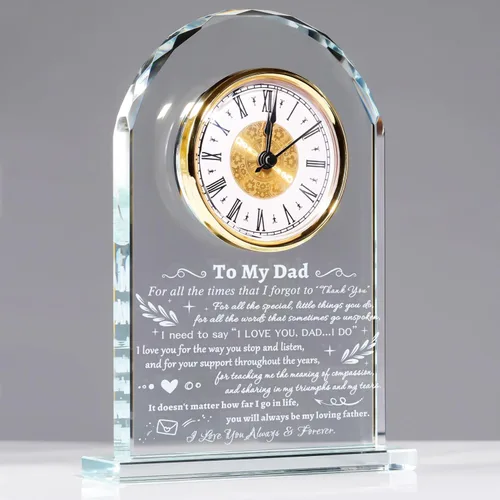 Vista 8 de YWHL Regalos de cumpleaños para mujeres y hombres, regalo significativo de agradecimiento para mujeres, reloj de mesa de vidrio grabado con láser