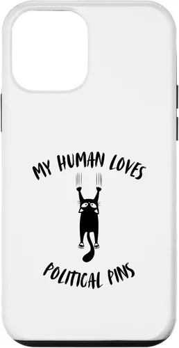 Vista 16 de iPhone 16 My Human Loves Political Pins - Cat Parent Hobby Lover Case