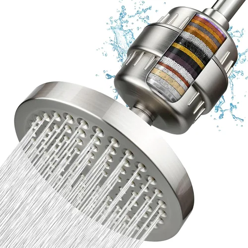 Vista 10 de Paquete de 2 cartuchos filtrados de ducha de 18 etapas, cartucho de filtro de cabezal de ducha multietapa de repuesto – Filtro de ducha universal