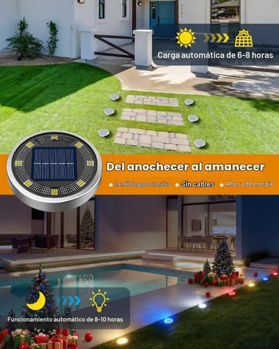 Vista 3 de Btfarm Paquete de 16 luces solares impermeables para exteriores, 8 luces LED solares para suelo 4