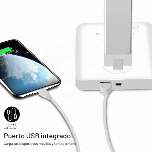 Vista 2 de AFROG Lámpara de escritorio LED multifuncional con puerto de carga USB, 5 modos de iluminación, 5 niveles de brillo, control sensible, temporizador