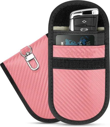 Vista 14 de TICONN 2PK Faraday - Bolsa para llavero de coche, bolsa de bloqueo RFID NFC Beige