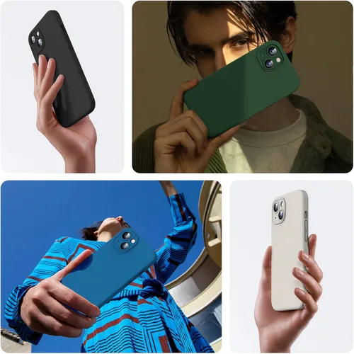 Vista 6 de HATOSHI Funda para iPhone 13, silicona líquida mejorada [protección de cámara] con [2 protectores de pantalla], forro de microfibra suave