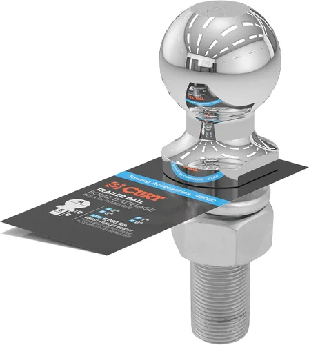 Vista 4 de CURT 40020 Bola de enganche cromada para remolque, 6,000 libras, diámetro de 2 pulgadas, vástago de 1 x 3 pulgadas