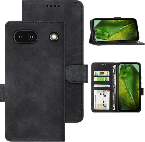 Vista 17 de Funda tipo cartera con tapa para Google Pixel 6a, [piel sintética + parachoques de TPU] [3 ranuras para tarjetas] [función de soporte]