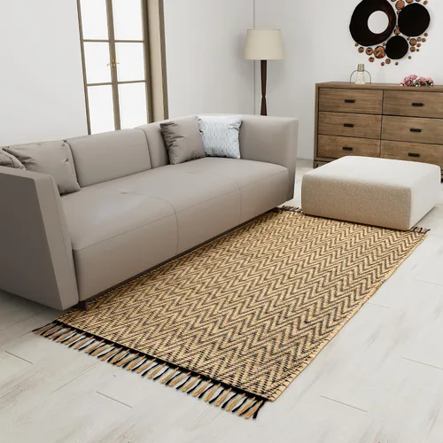 Vista 10 de Eco Crave Alfombra de pasillo de yute de 2,6 x 8 pies – Alfombra de diseño geométrico 100% natural de yute trenzada a mano, alfombra de acento