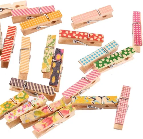 Vista 3 de DECORA Pinza de madera pintada colorida de 1.4 in/1.38 pulgadas, 100 piezas para clips de fotos, álbumes de chatarra, manualidades, envoltura