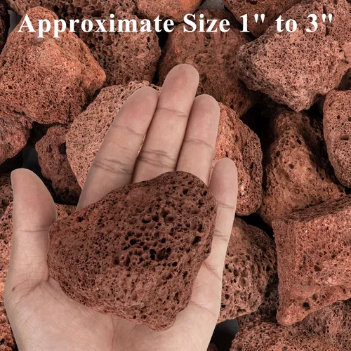 Vista 2 de GASPRO Rocas de lava grandes para hoguera, 10 libras, 1-3 pulgadas, rojo