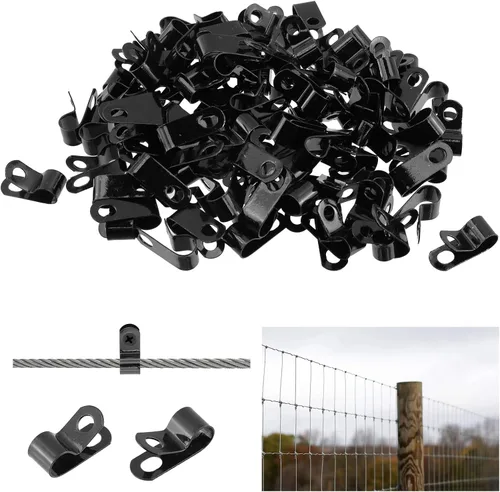 Vista 12 de Antrader Clips de cable tipo R, abrazaderas de cable de 0.12 pulgadas con tornillos, acero inoxidable 304, 100