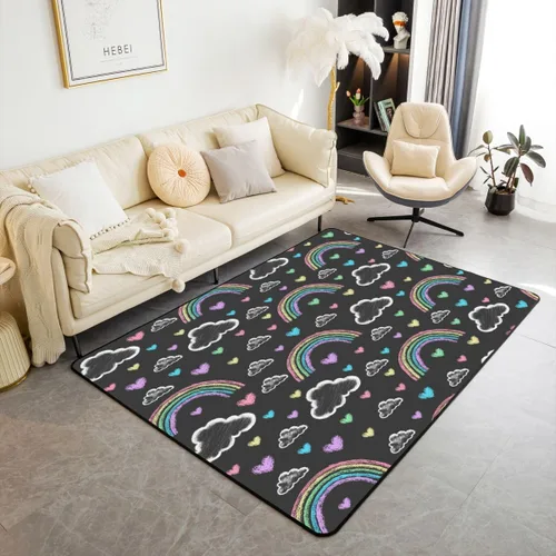 Vista 21 de Erosebridal King and Queen Custom Living Room Rugs 3x5 for Bedroom Romantic Valentine's Day Area Rug for Husband Wife Modern Black Grey His Hers