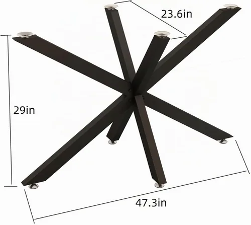Vista 3 de Patas de mesa de comedor modernas de metal de 30 pulgadas con ventosas, base de escritorio resistente para superficie de mármol, vidrio, madera