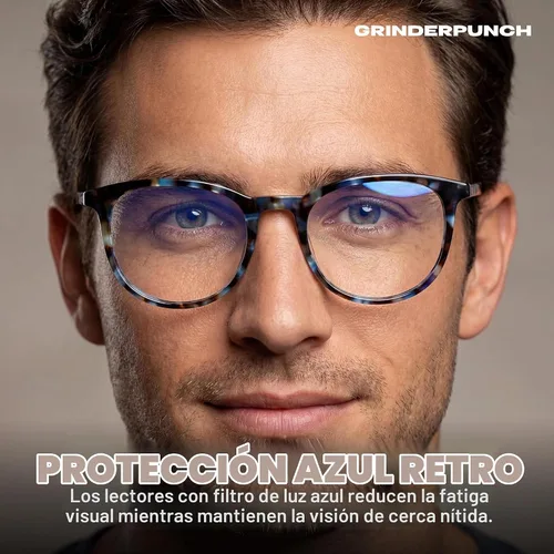 Vista 2 de grinderPUNCH Reading Glasses Men Women Fashion Computer Readers Stylish Blue Light Blocking Glasses Gaming Eyeglasses Tide Pool Tortoise