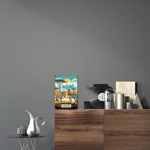 Vista 6 de Nairobi - Letrero de metal con diseño de paisaje de ciudad, retro, para hombre, cueva, bar, garaje, habitación, calle, decoración de pared, 8 x 12