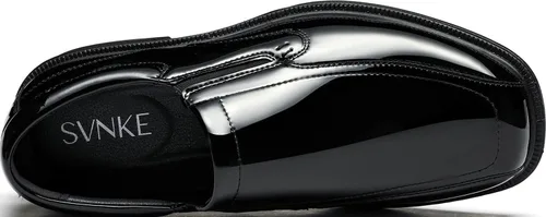 Vista 5 de Mocasines casuales sin cordones para hombre, zapatos elásticos con punta cuadrada, zapatos de vestir de boda, zapatos de lujo para oficina