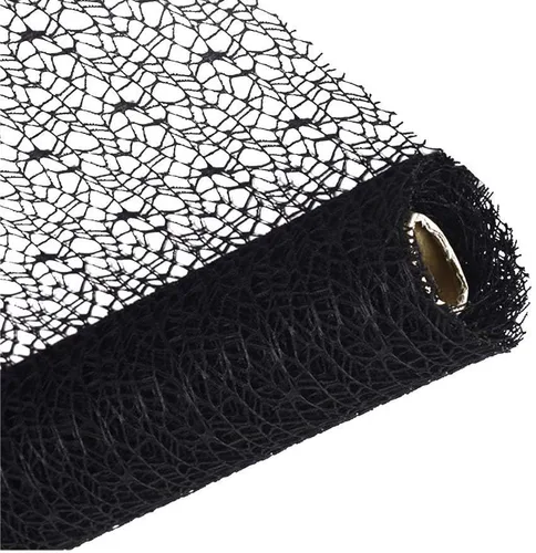 Vista 3 de EXCEART Rollo de gasa jacquard negro de 15.7 in de ancho x 70 pulgadas de largo, malla decorativa para manualidades, proyectos escolares, envoltura