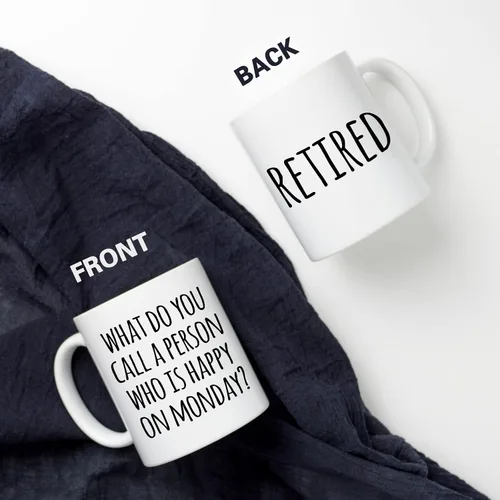 Vista 2 de Shqiueos Divertidos regalos de jubilación para mujeres y hombres, taza de feliz jubilado de 11 onzas, el mejor regalo de jubilación para mujeres