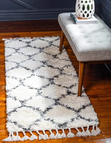 Vista 25 de Unique Loom Hygge Shag Collection - Alfombra de área enrejado (2 pies 2 pulgadas x 3 pies, rectangular, marfil / gris)