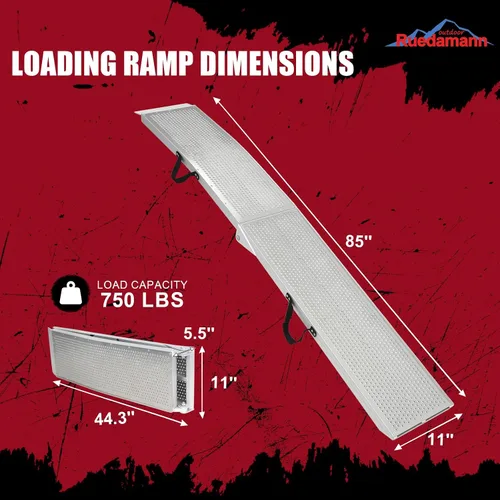 Vista 2 de Ruedamann Rampa plegable de aluminio de 7.5 pies, rampa portátil, rampas de carga de 11 pulgadas para motocicleta, capacidad de 750 libras