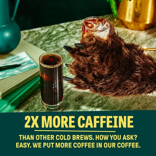 Vista 4 de Wandering Bear Café orgánico recto negro frío sobre la marcha, 11 onzas líquidas, 1 paquete, extra fuerte, suave, orgánico, sin azúcar, estable