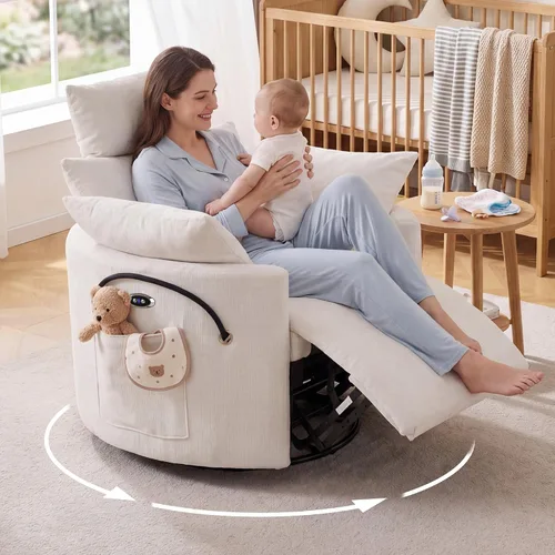 Vista 15 de Silla reclinable eléctrica de pana con USB y reposacabezas ajustable, color Corduroy-gris-eléctrico