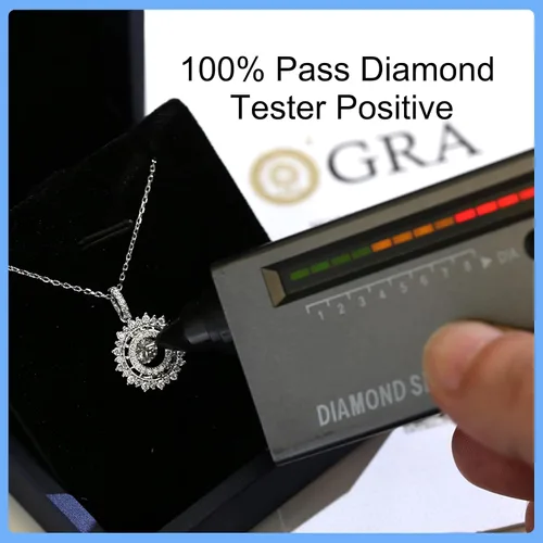 Vista 5 de HOLYCOME Floating Diamond Necklace for Women,1Carat Moissanite Dancing Pendent Chain,S925 Sterling Sliver Diamond Jewelry Halo Necklace Gifts for