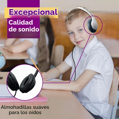 Vista 6 de Paquete de 1 auricular de piel con cable con conector de 0.138 in, color negro
