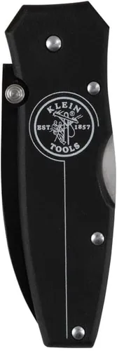 Vista 3 de Klein Tools 44000-BLK Cuchillo de bloqueo ligero negro con mango de aluminio negro, hoja de punto de caída de 2-1/4 pulgadas