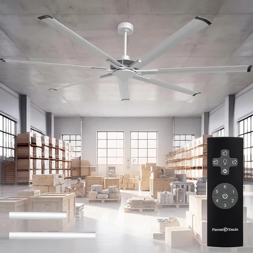 Vista 14 de Ventilador de techo grande de 84 pulgadas sin luz, ventilador de techo negro con certificación ETL