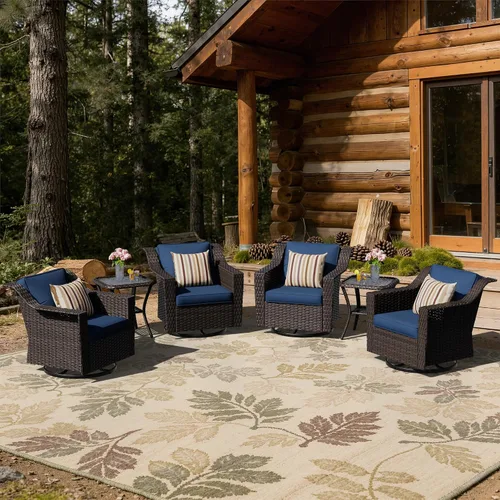 Vista 120 de Sofá de lujo para patio al aire libre de 3 plazas con mimbre de PE tejido a mano Azul