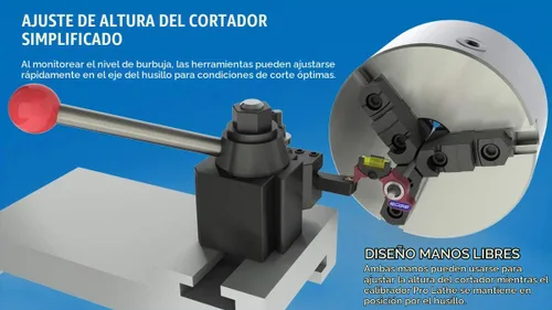 Vista 3 de 02-000 Pro - Ajuste rápido y preciso de la altura de la herramienta para torno del motor, alineación del eje del husillo, compatible con barra