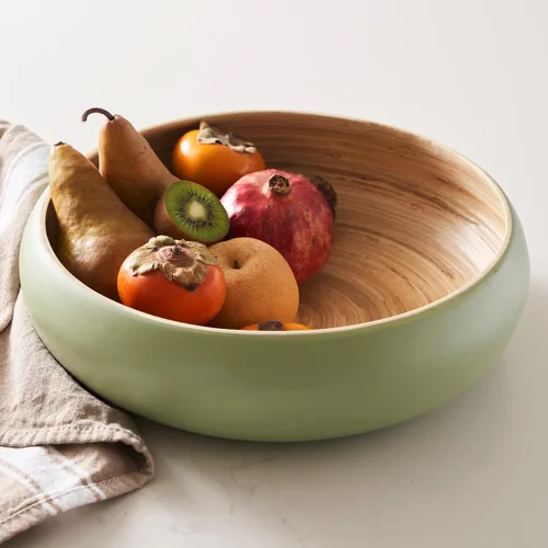 Vista 8 de Tazón de Frutas para Encimera de Cocina, Tazón Decorativo, Tazón Grande de Servicio o Cesta de Frutas para Cocina de Bambú Trenzado (Negro)