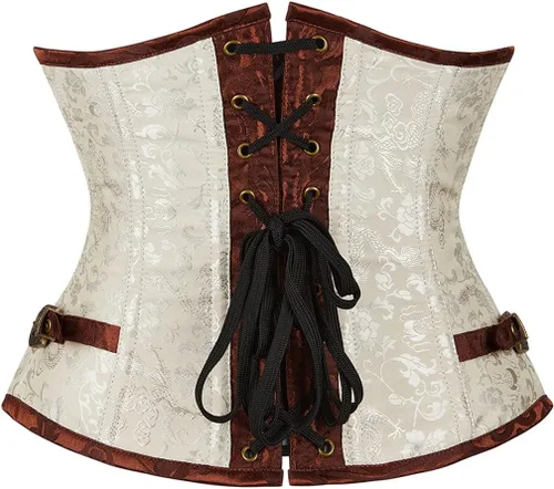 Vista 2 de frawirshau Corsés Steampunk para mujer, corsé gótico retro con cordones