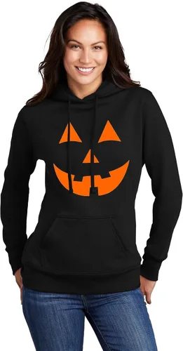 Vista 25 de Go All Out Jack O Lantern Pumpkin Face Halloween Divertida sudadera con capucha para hombre y mujer Naranja