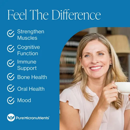 Vista 2 de Pure Micronutrients Suplemento de vitamina D3 K2 MK7 100mcg, D3 5000 iu, calcio + bioperina Salud muscular y ósea, corazón, inmunidad y apoyo