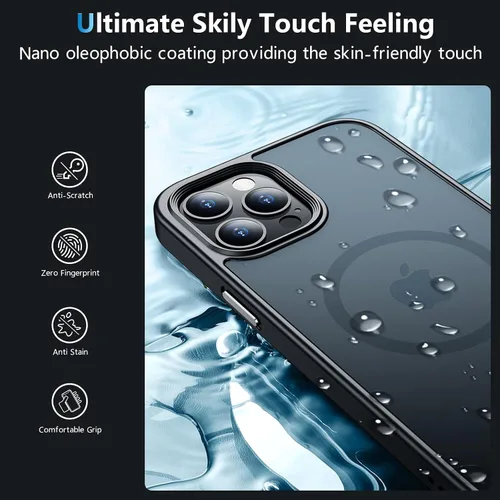 Vista 5 de Funda magnética para iPhone 12 Pro Max, [compatible con MagSafe] [2 protectores de pantalla de vidrio templado] [mate translúcido] Funda de grado