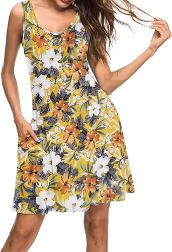Vista 3 de MISFAY - Vestido de verano, estilo informal, con bolsillos, camisa de playa, camisola, para mujer