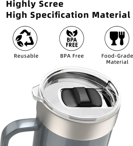 Vista 7 de Paquete de 2 tapas de repuesto para vasos YETI de 20 onzas, Lowball de 10 onzas y taza con popote de 25 onzas, cubierta de repuesto con interruptor