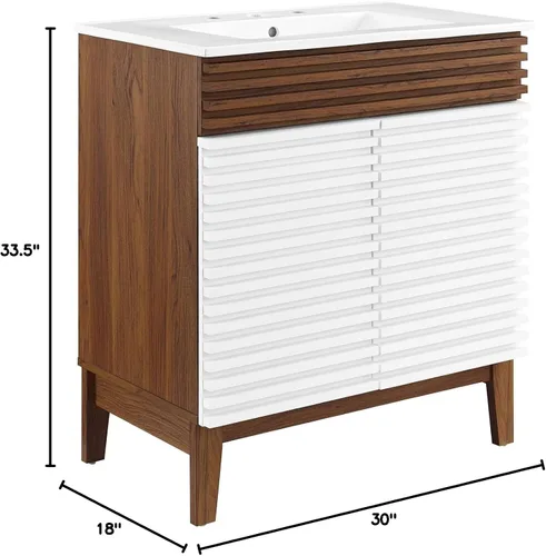 Vista 99 de Modway Render 23.5" tocador de baño en nogal (lavabo no incluido)