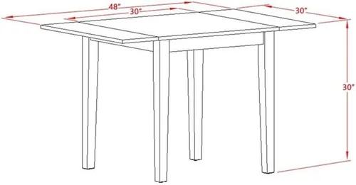 Vista 5 de East West Furniture NDPL3-BCH-W - Juego de mesa de comedor moderno de 3 piezas que contiene una mesa rectangular de madera con gotas y 2 sillas