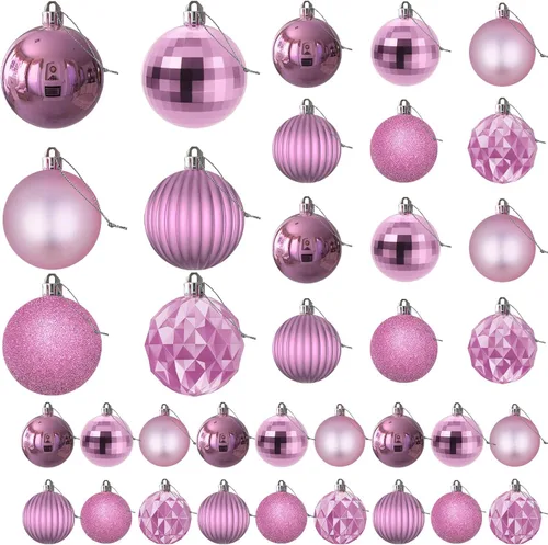 Vista 124 de Esferas pequeñas de Navidad de bronce y dorado de 1.6 pulgadas, adornos para decoración de árbol de Navidad, bolas colgantes inastillables