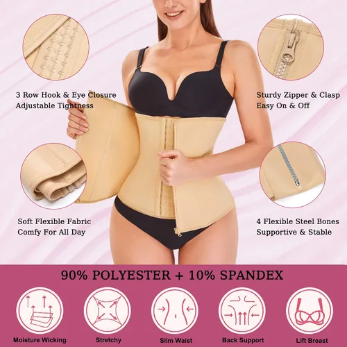 Vista 5 de MICOHPKLE Entrenador de cintura para mujer, corsé de cintura para control de abdomen, faja de entrenamiento delgada