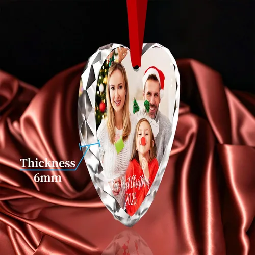 Vista 8 de Adornos de Navidad personalizados 2025 – Decoración de cristal de Navidad personalizada con foto/nombre, adorno colgante de cristal de cristal