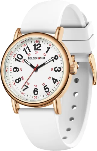 Vista 13 de GOLDEN HOUR - Reloj de enfermera impermeable para profesionales médicos, estudiantes, mujeres y hombres, esfera luminosa de fácil lectura, 24 horas