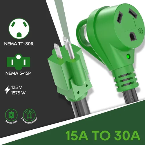 Vista 3 de RVGUARD Cable adaptador RV de 30 amperios a 110 voltios