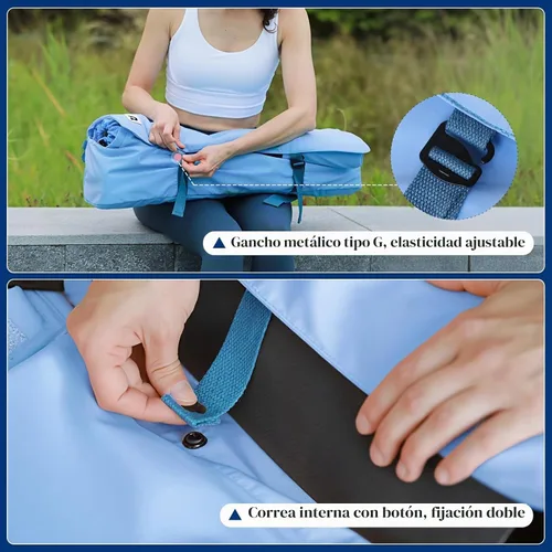 Vista 4 de Bolsa para esterilla de yoga Tumaz Correa de hombro ajustable y acolchada Se adapta a esterillas de hasta 26" Almacenamiento multibolsillo