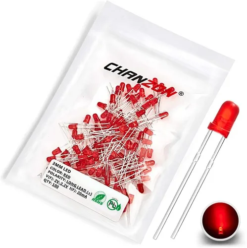 Vista 9 de Chanzon Kit surtido de luces de diodo LED de 0.118 in, 60 piezas (6 colores x 10 unidades), paquete (lente redonda difusa CC 3 V 20 mA) lámpara