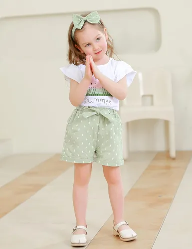 Vista 3 de MIGU Toddler Girl Clothes Summer Girls Clothing Sets Girl Stuff T-shirt Shorts Headband 3pcs Sets Gifts