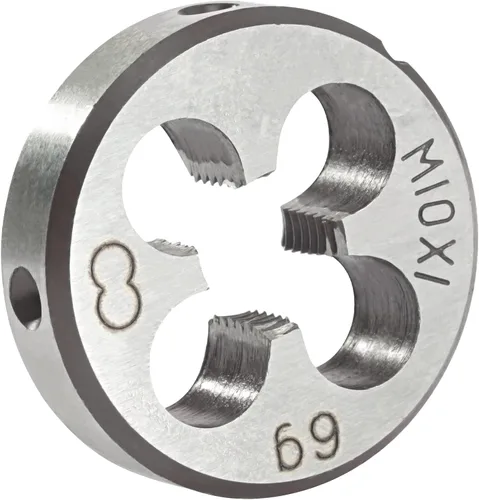 Vista 8 de M8 x 0,75 muere redondo métrico, rosca de máquina muere M8 x mano derecha de 2.5 ft m