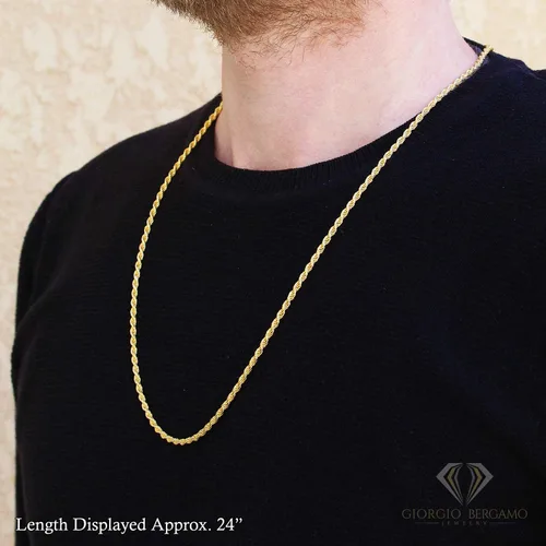 Vista 3 de Giorgio Bergamo Cadena de plata de ley 925 italiana de 0.039in a 0.217in, cadena de corte de diamante, chapado en oro amarillo o pulsera, Metal,
