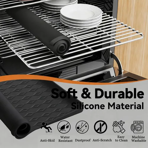 Vista 3 de Tapete protector superior de silicona para lavadora y secadora, 25.6 x 23.6 pulgadas, antideslizante, impermeable, resistente al calor, resistente